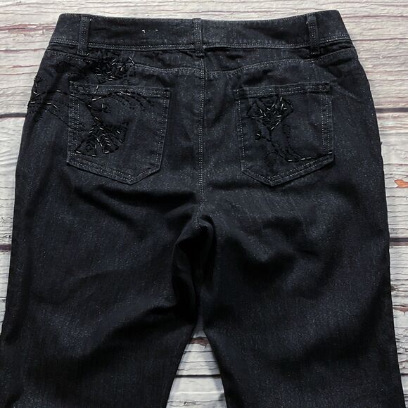 Venezia Lane Bryant Womens Jeans size 16 x31"in Black Embellished Cotton Stretch - Picture 7 of 10